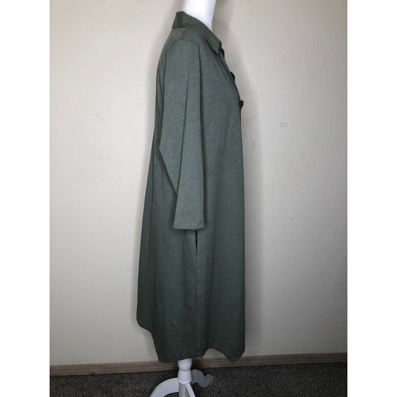 Soft Surroundings Danielle Button Shirt Dress Olive Green XL  Pockets Stretch - Picture 15 of 16